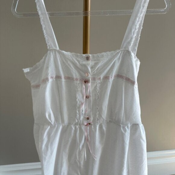 Vintage Coquette White & Pink Nightgown – Size Medium - Picture 4 of 8